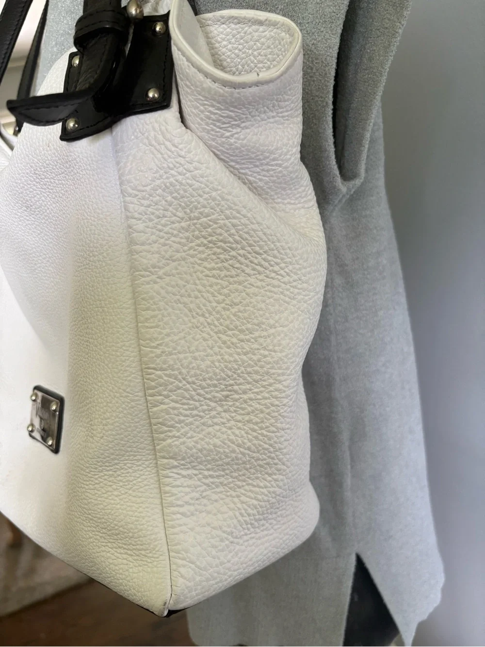 Valentina White leather hobo shoulder bag